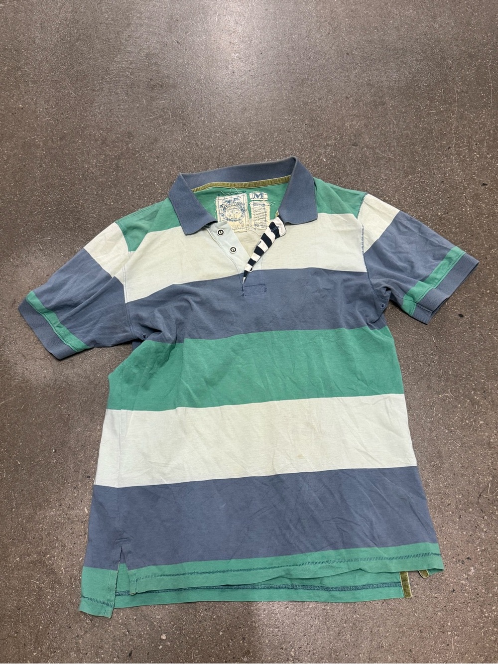 Men's Short-Sleeve Striped Polo Shirt - Blue, Green, White trovota medium